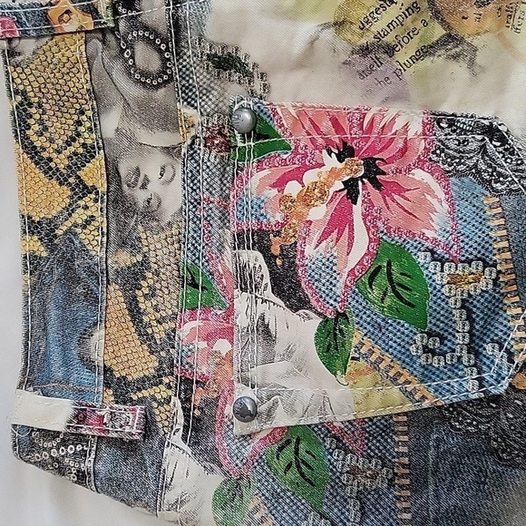 S & D Jeans Print Zip Front Cuffed 2 3/4 Inseam Shorts - European Size 38 - Picture 4 of 10